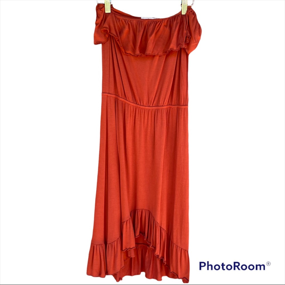 Fighting Eel Pumpkin Colored Strapless Dress With… - image 2